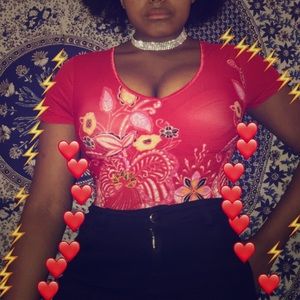 Guess red floral shirt